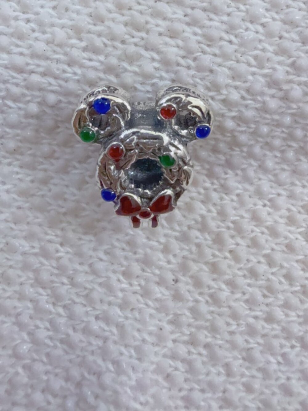 Disney Mickey Christmas Wreath Charm For Pandora Bracelet Necklace